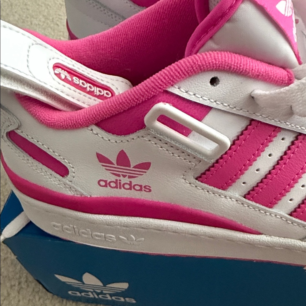 Adidas Kids' Forum Low J Sneakers size 7 (Adult 8.5) pink and white - Picture 7 of 7